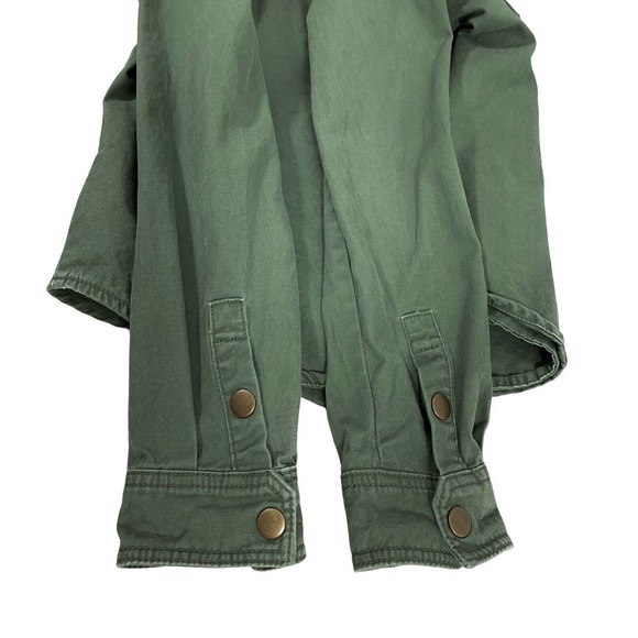 FOREVER 21 MIlitary Jacket Womens Small Green Snap Up Front Pockets Long Sleeve - Picture 5 of 7